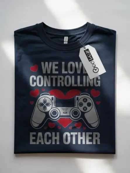 Gamer Couple PlayStation T-Shirt – We Love Controlling Each Other - Image 10