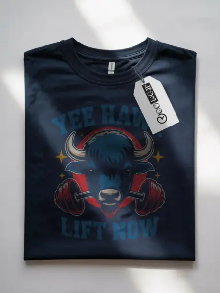 Western Powerlifting T-Shirt – Yee Haw Lift Now Buffalo Gym Tee - Image 7
