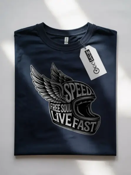 Legendary Winged Motorcycle Helmet T-Shirt – Live Fast Free Soul - Image 7