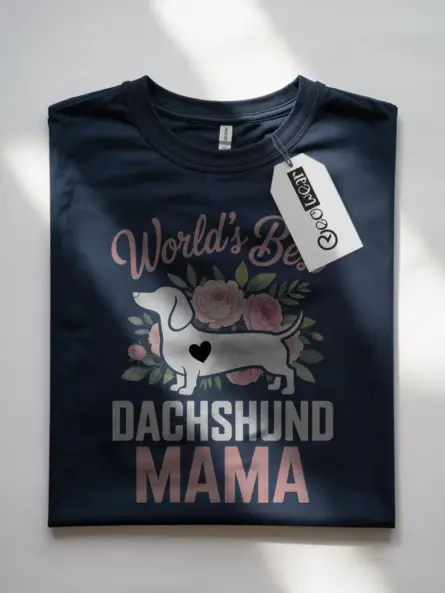 Dachshund Mama Shirt – World’s Best Floral Dog Mom Tee - Image 4