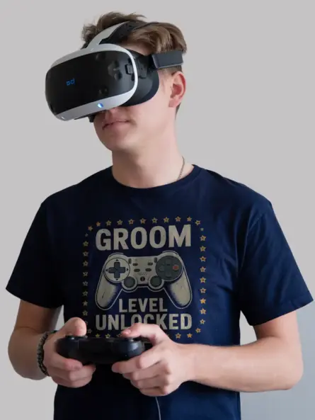 Groom Level Unlocked Gamer Wedding T-Shirt for Fiancé | Funny PlayStation Style Tee - Image 12