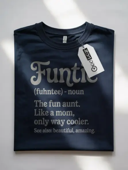 Navy front view funtie shirt fun aunt t-shirt gift