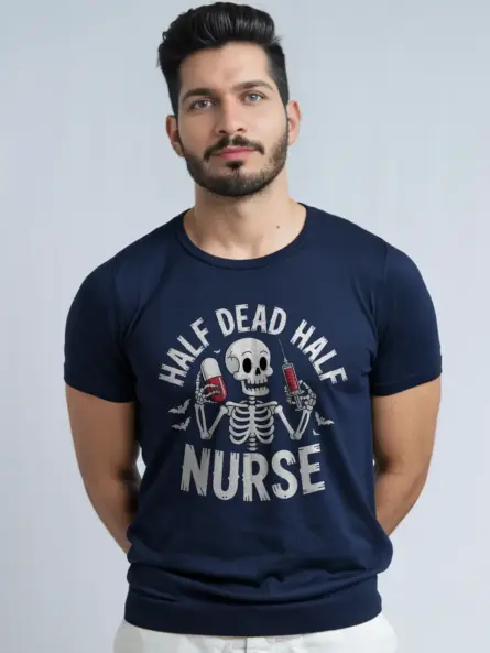 navy tee – Halloween nurse burnout shirt