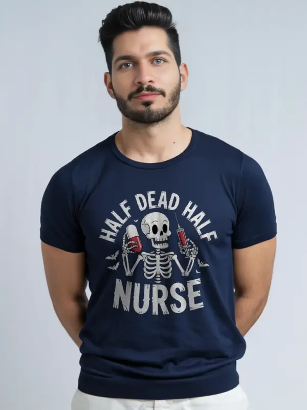 navy tee – Halloween nurse burnout shirt