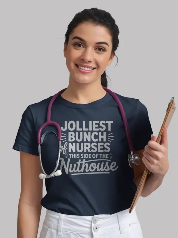 navy jolliest bunch of nurses shirt lifestyle image nurse unit apparel