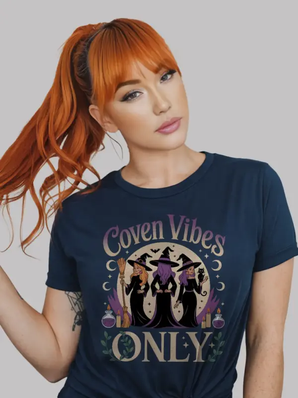 Navy Tee - Coven Vibes Witch T-Shirt