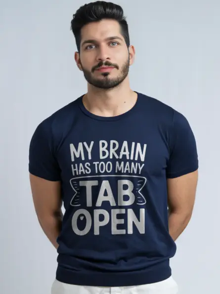 navy my brain has too many tabs open t-shirt