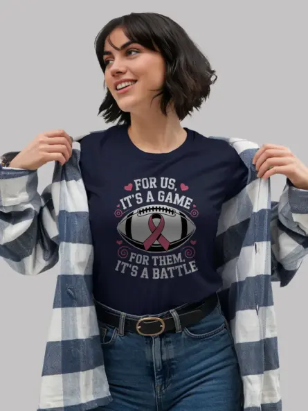 Bold Breast Cancer Football Shirt – Game Day Awareness Tee - Image 8