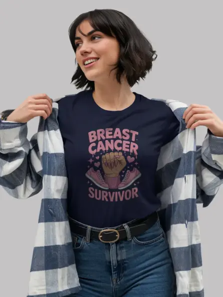 Bold Breast Cancer Survivor Shirt – Empowering Pink Ribbon Graphic Tee - Image 8