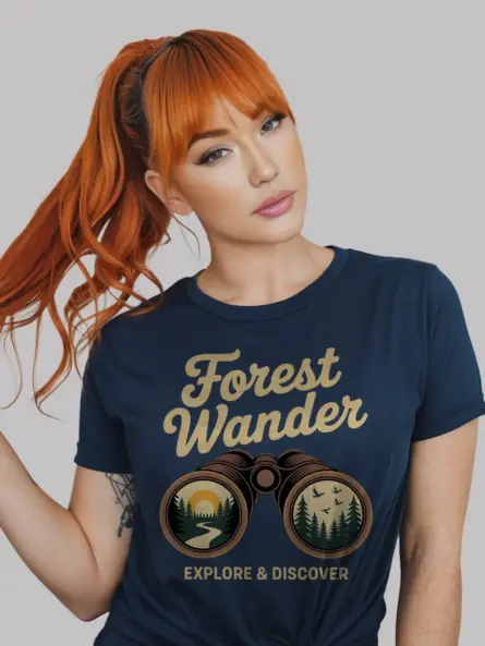 Forest Adventure T-Shirt – Explore & Discover Retro Binoculars Design - Image 9
