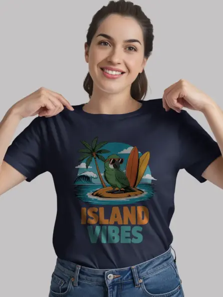 Island Vibes T-Shirt – Retro Parrot Beach Graphic Tee - Image 9