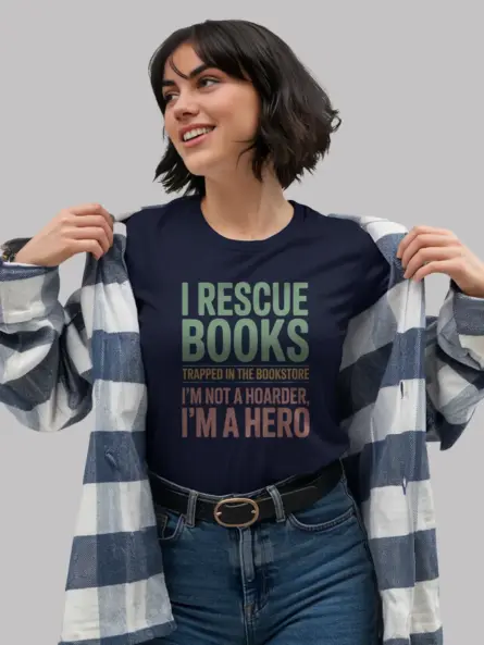 Rescue Books Shirt – Funny Vintage Tee for Book Hoarders & Heroes - Image 9
