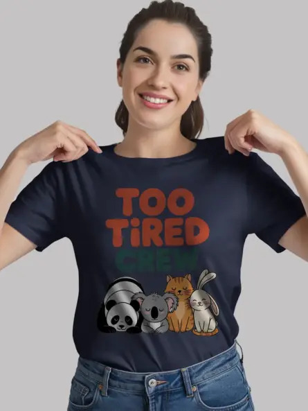 Tired Animal T-Shirt for Cozy Introverts – Too Tired Crew Tee - Image 9