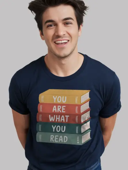 Book Stack T-Shirt – Pastel “You Are What You Read” Graphic Tee - Image 9