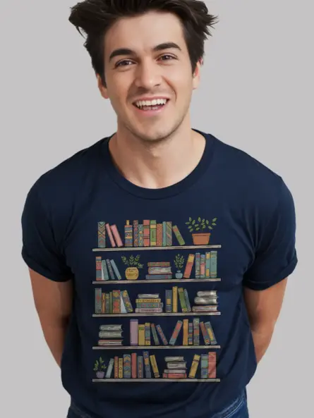 Bookshelf T-Shirt – Charming Graphic Tee for Cozy Book Lovers - Image 9