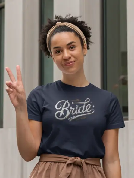 Bride Est 2025 Shirt – Vintage Cursive Engagement Tee - Image 6