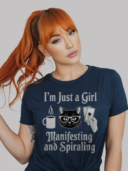 Cat Tarot Shirt for Witchy Girls – Manifesting Gothic Vibes Tee - Image 9