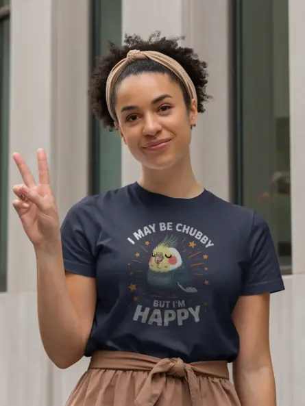 Chubby Cockatiel T-Shirt with Cute Motivational Bird Quote - Image 6