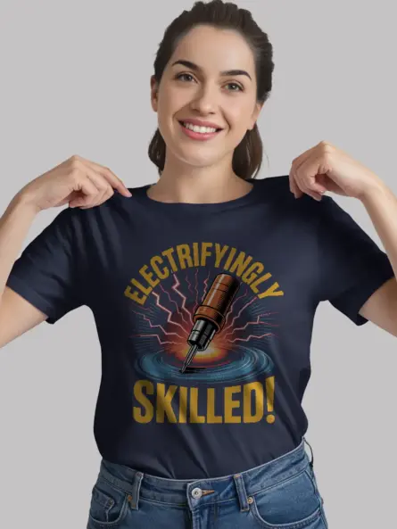 Electrifyingly Skilled Electrician Skills T-Shirt - Image 8