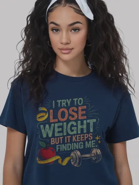 Funny Weight Loss T-Shirt for Women – I Try to Lose Weight but It Keeps Finding Me - Image 8