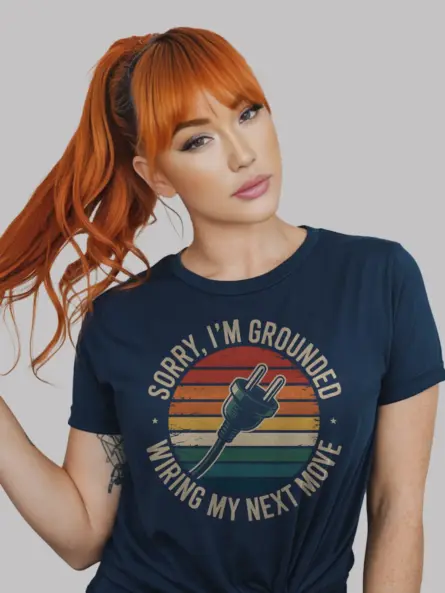 Grounded Electrician T-Shirt – Vintage Hard Hat Design - Image 8