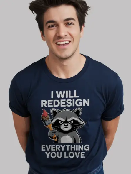 Grumpy Raccoon T-Shirt for Creatives – Funny Graphic Designer Gift - Image 9