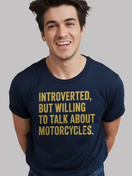 Bold Introvert Motorcycle T-Shirt – Vintage Humor for Bikers - Image 9