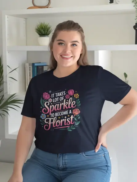 Whimsical Sparkle Florist T-Shirt for Women - Image 11