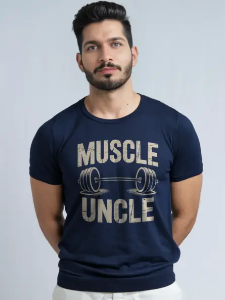 Muscle Uncle T-Shirt – Vintage Barbell Gym Tee for Fitness Lovers - Image 8