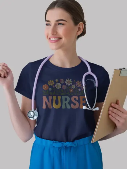 navy Lifestyle 70s Style Nurse T-Shirt for Students