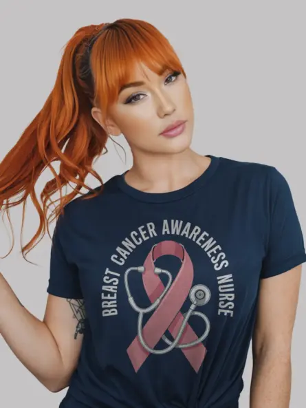 Powerful Nurse Breast Cancer Shirt – Pink Ribbon Awareness Tee - Image 8