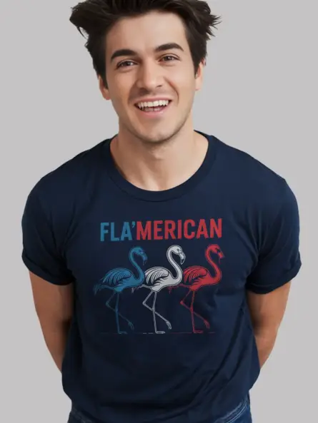 Patriotic Flamingo T-Shirt – FLA'MERICAN Red White Blue Tee - Image 9