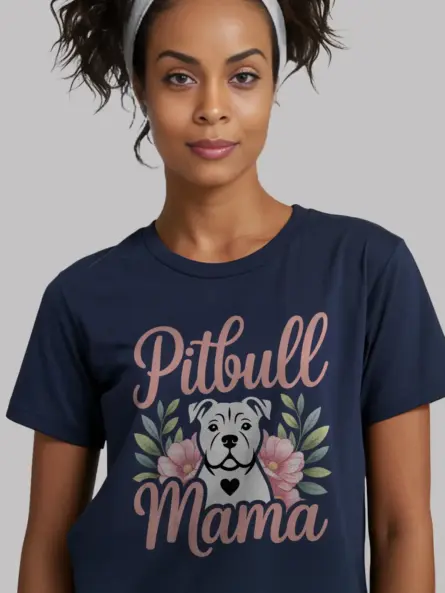 Adorable Pitbull Mama Shirt – Feminine Floral Dog Mom Gift Tee - Image 8