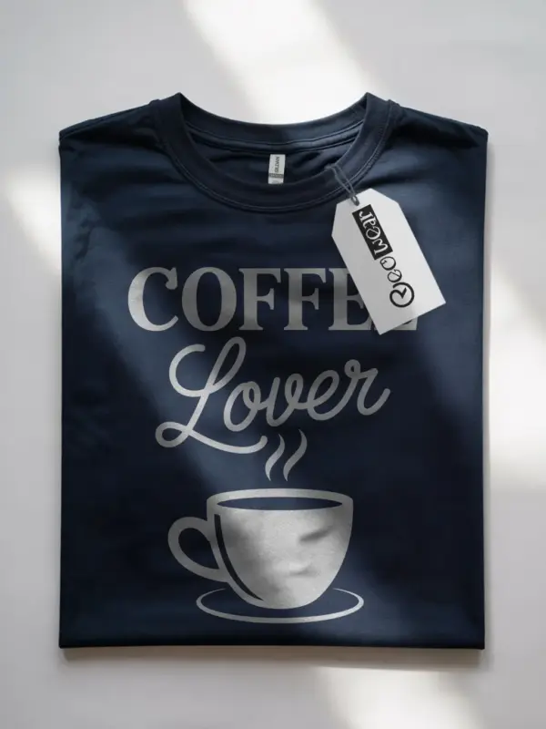Navy Better Coffee! LESS Bucks! affordable coffee lover tee front view