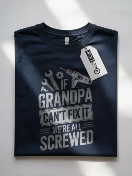 Navy lifestyle image of Father’s Day grandpa shirt