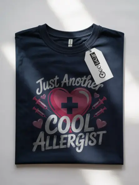 Navy Front Cool Allergist Shirt with Heart Graphic