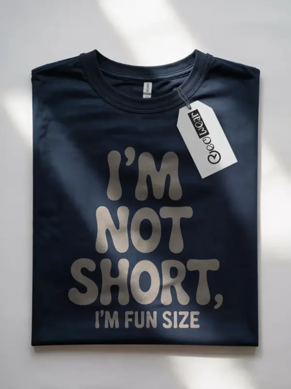 Navy Shirt “I’m Fun Size” quote, fun size t-shirt for short women,