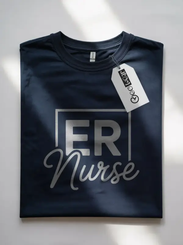 Navy Front View ER Nurse Shirt for Healthcare Professionals