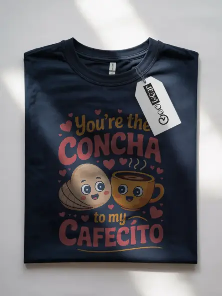 Front view Navy Concha to My Cafecito Shirt concha to my cafecito shirt