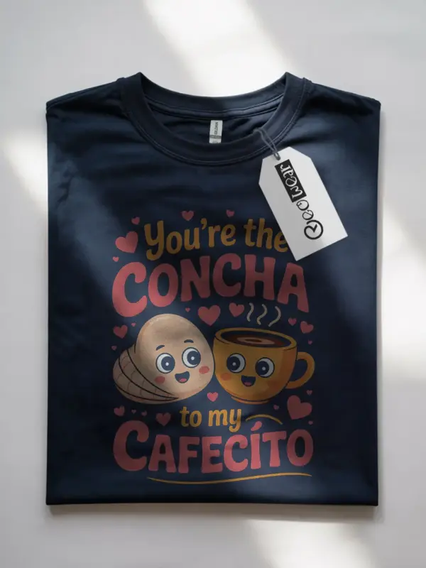 Front view Navy Concha to My Cafecito Shirt concha to my cafecito shirt
