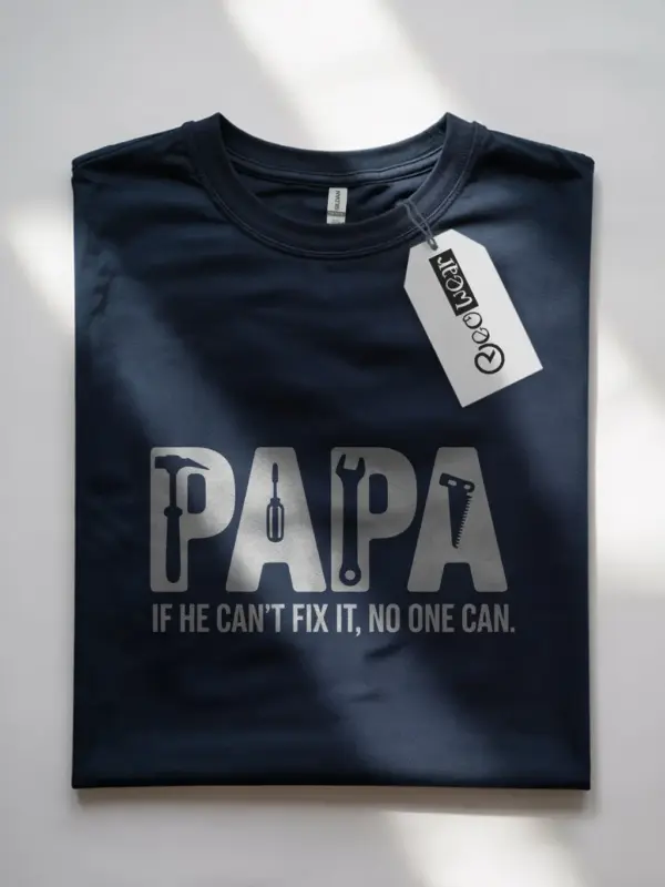 Navy tee Papa If He Can't Fix It T-Shirt graphic