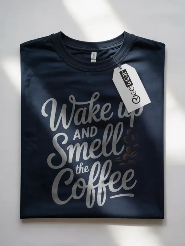 Navy Shirt Wake Up and Smell the Coffee wake up and smell the coffee t-shirt front view