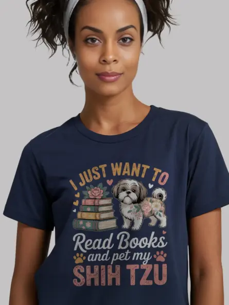 Read Books T-Shirt – Cozy Floral Shih Tzu Tee for Pet-Loving Bookworms  ⸻ - Image 8