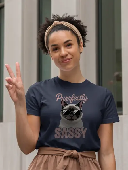 Purrfectly Sassy Cat T-Shirt for Pet Moms – Cool Siamese Tee - Image 9