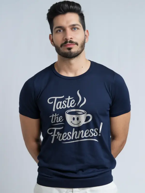 Navy – Taste the Freshness – coffee lover t-shirt