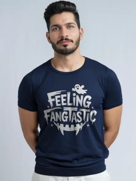 navy Feeling Fangtastic Halloween T-Shirt horror comedy tee