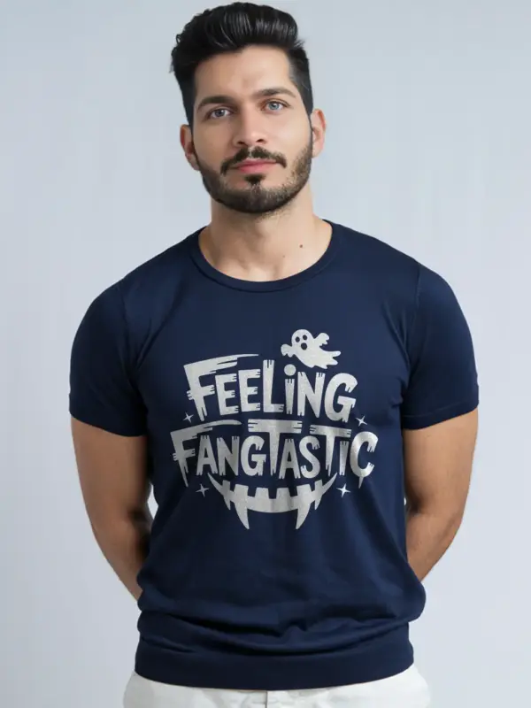 navy Feeling Fangtastic Halloween T-Shirt horror comedy tee