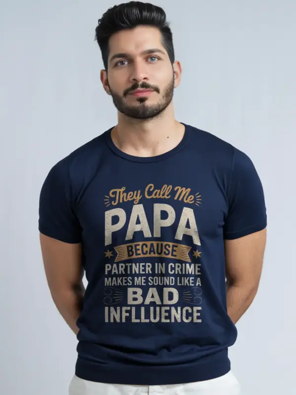 Navy front view – They Call Me Papa – funny papa t-shirt for dads