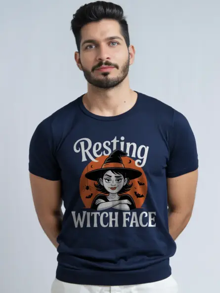 navy resting witch face halloween t-shirt resting face costume idea