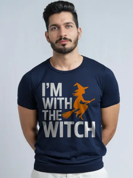 I'm With The Witch Halloween Couple T-Shirt - Image 3